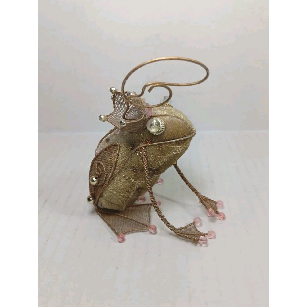 Katherine's Collection Frog Christmas Ornament Velvet Wire Royal Beads